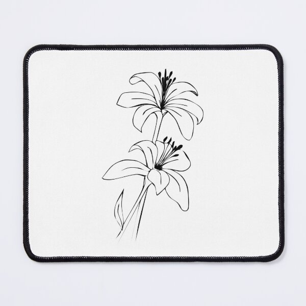Item preview, Bouquet of 2 Lily Flowers, Line Drawing Symmetric Minimalist Aesthetic Natural Design designed and sold by SWSandraWechner.