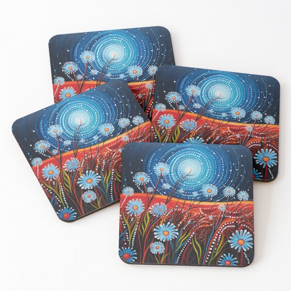 Item preview, Aboriginal Inspired Dot Art - With Night Daisies designed and sold by GrinGalore.