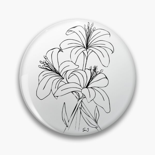 Item preview, Bouquet of 3 Lily Flowers, Line Drawing Symmetric Minimalist Aesthetic Natural Design designed and sold by SWSandraWechner.