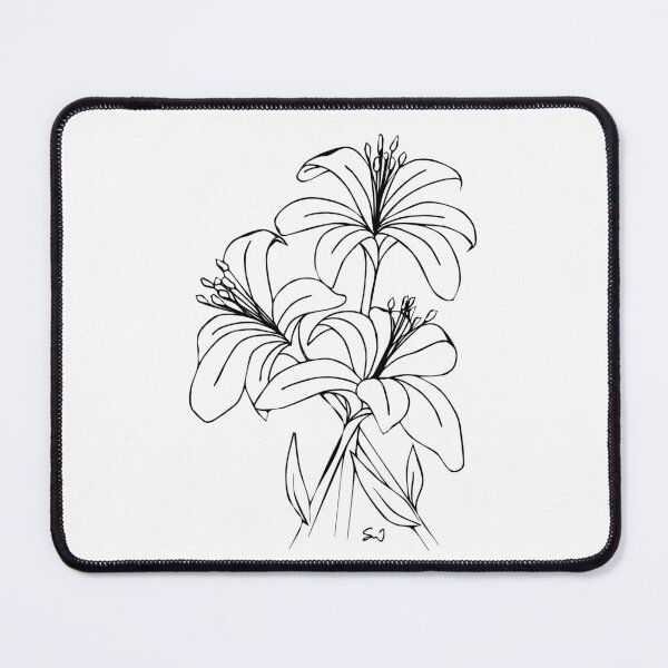 Item preview, Bouquet of 3 Lily Flowers, Line Drawing Symmetric Minimalist Aesthetic Natural Design designed and sold by SWSandraWechner.