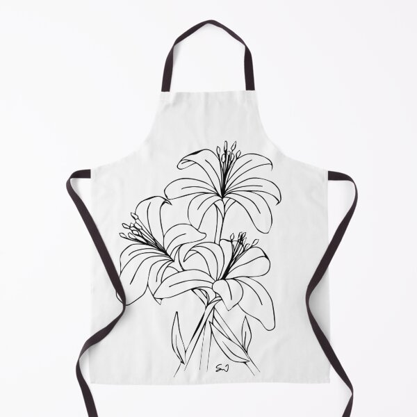 Item preview, Bouquet of 3 Lily Flowers, Line Drawing Symmetric Minimalist Aesthetic Natural Design designed and sold by SWSandraWechner.