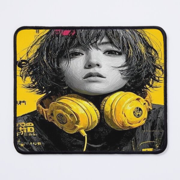 Item preview, Cyberpunk Headphones Girl – Yellow Urban Tech Aesthetic designed and sold by sumithrathod.