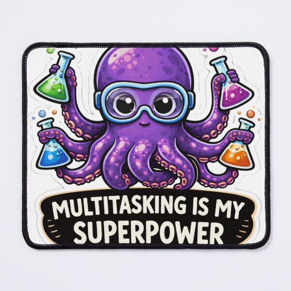 Item preview, Multitasking Octopus Scientist Funny Sticker designed and sold by MarchyStudio.
