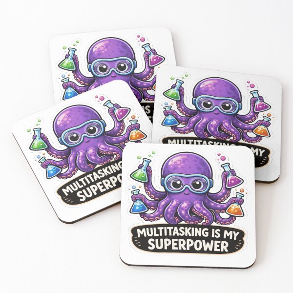 Item preview, Multitasking Octopus Scientist Funny Sticker designed and sold by MarchyStudio.
