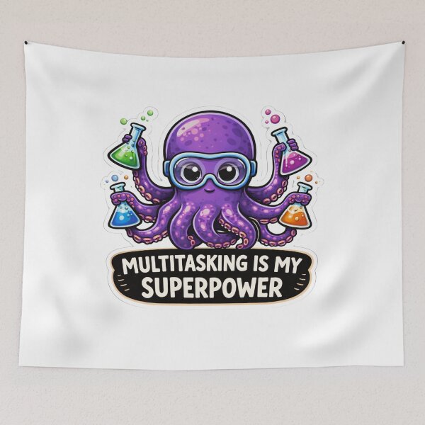 Item preview, Multitasking Octopus Scientist Funny Sticker designed and sold by MarchyStudio.