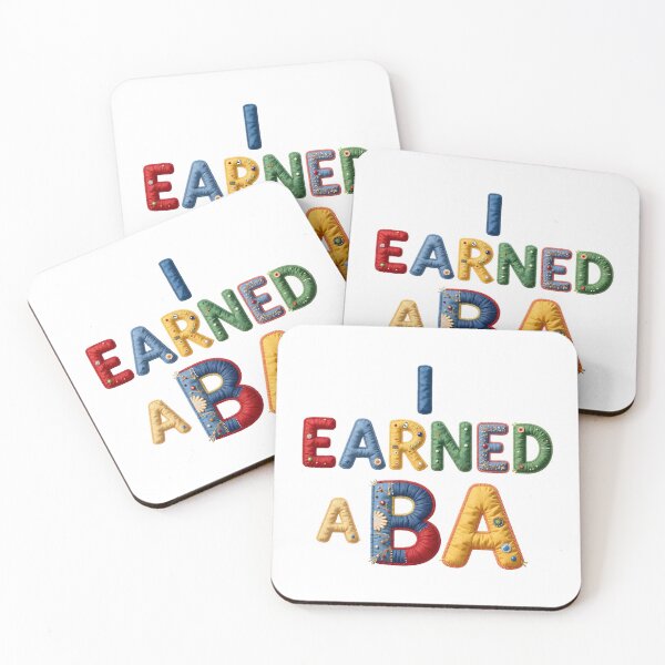 Item preview, I EARNED A BA - IN COLORFUL FAUX LETTERING designed and sold by AlexOBrienArt.