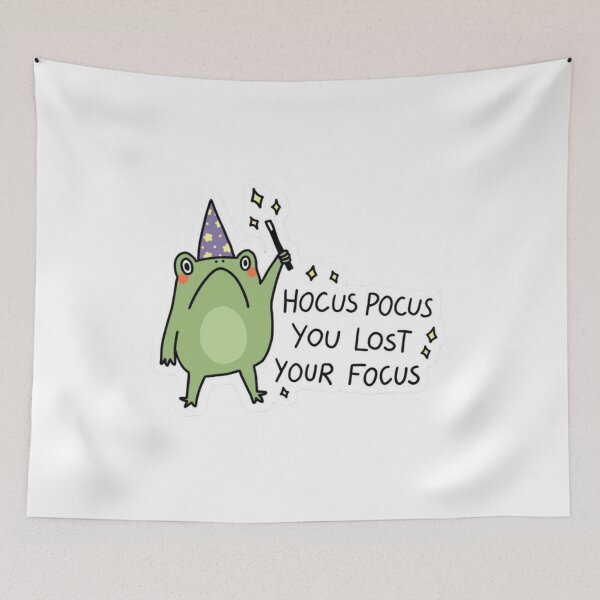 Item preview, Funny Wizard Frog Hocus Pocus You Lost Your Focus Sticker Illustration designed and sold by ahabboud.