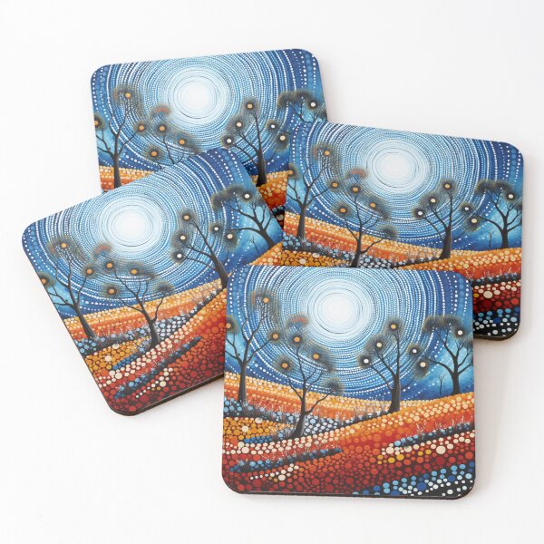 Item preview, Aboriginal Inspired Dot Art - With Night Trees designed and sold by GrinGalore.