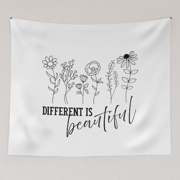 Item preview, Different Is Beautiful – Diversity Floral Line Art black designed and sold by A-Szczesniak.