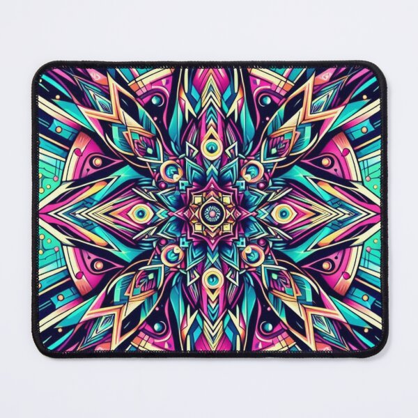 Item preview, Neon Mandala – Geometric Psychedelic Emblem Design designed and sold by Dogandesighn.