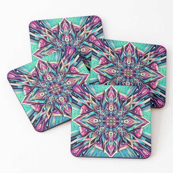 Item preview, Neon Mandala – Geometric Psychedelic Emblem Design designed and sold by Dogandesighn.