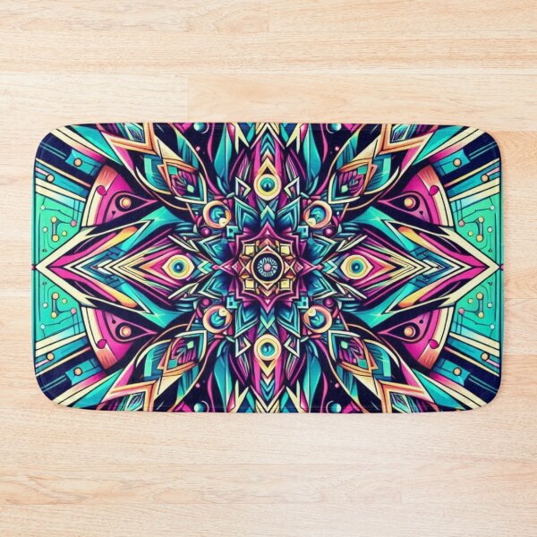 Item preview, Neon Mandala – Geometric Psychedelic Emblem Design designed and sold by Dogandesighn.