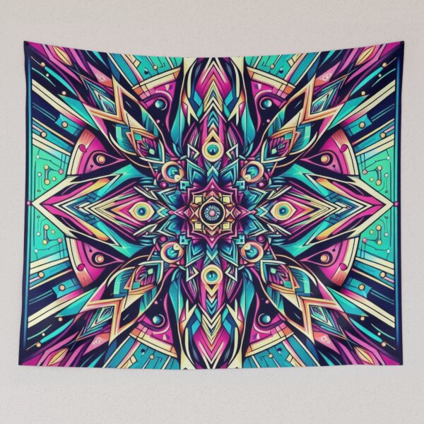 Item preview, Neon Mandala – Geometric Psychedelic Emblem Design designed and sold by Dogandesighn.