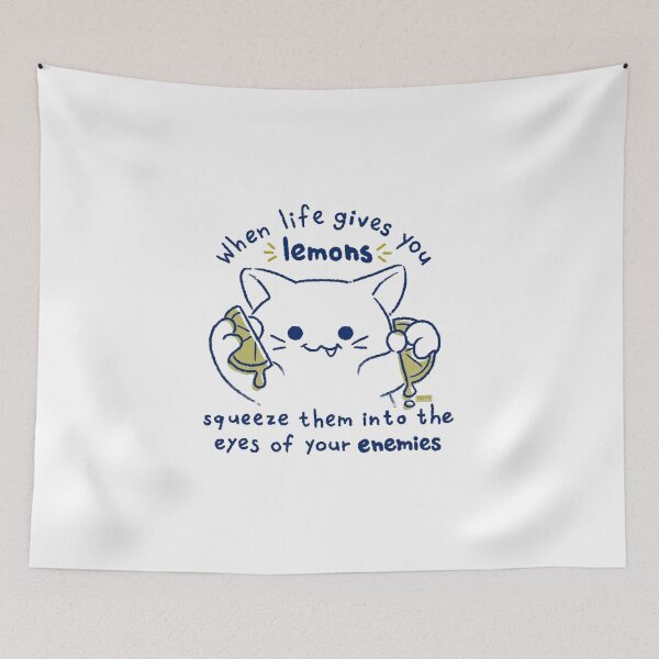 Item preview, Funny Savage Cat When Life Gives You Lemons Squeeze Into Eyes Meme Illustration designed and sold by ahabboud.