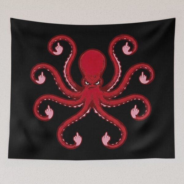 Item preview, Octopus Middle Fingers Funny Octopus Flipping the Bird designed and sold by Eh Plus Designs.