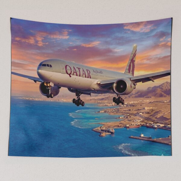 Item preview, Qatar Airplane Over Coastal Paradise designed and sold by CarlosBerry.