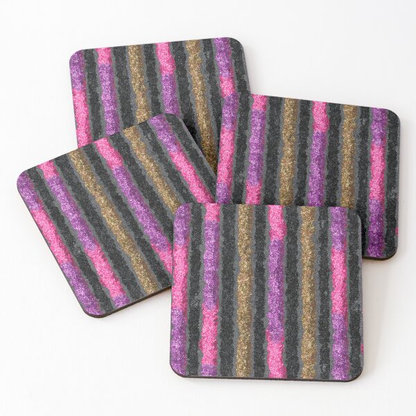 Item preview, Pink Purple Gold Glitter Stripes designed and sold by bubblegoth.