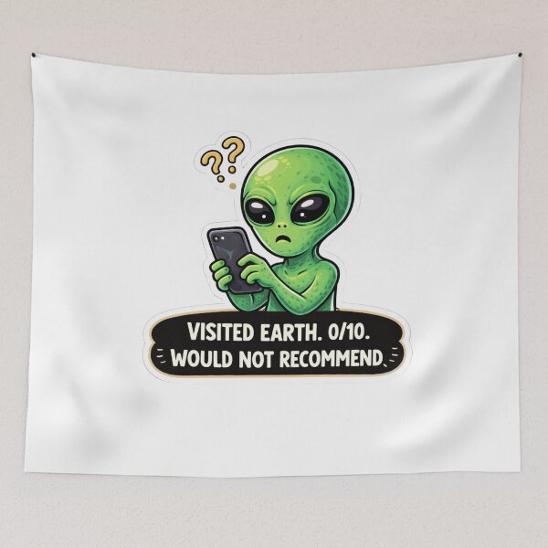 Item preview, Alien Visited Earth Zero Stars Funny Sticker designed and sold by MarchyStudio.
