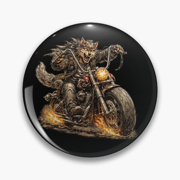 Item preview, Brutal Wolf Biker on Chopper – Hand Drawn Colored Pencil Sticker Illustration designed and sold by Felixuss.