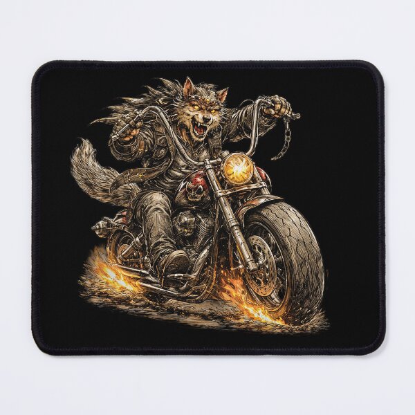 Item preview, Brutal Wolf Biker on Chopper – Hand Drawn Colored Pencil Sticker Illustration designed and sold by Felixuss.