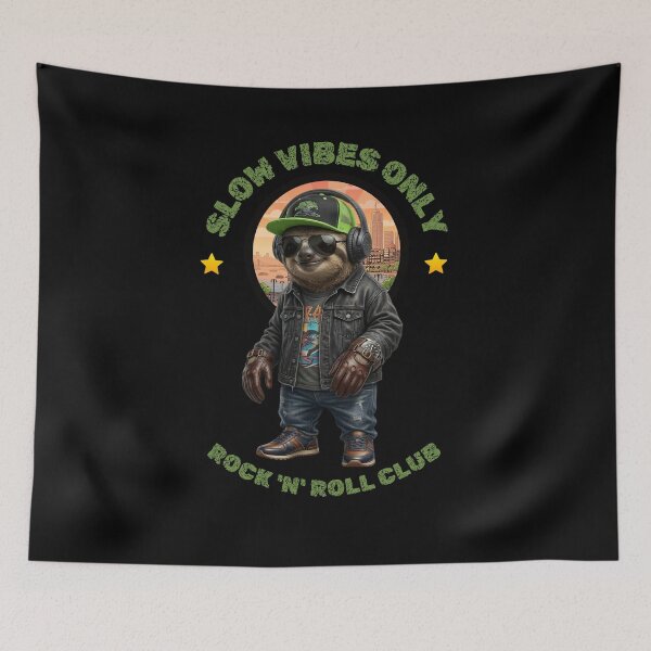 Item preview, Slow Vibes Only Sloth Rocker – Funny Rock n Roll Sloth Shirt designed and sold by M.Store.