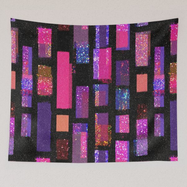 Item preview, Neon Abstract Rectangles On Black designed and sold by bubblegoth.