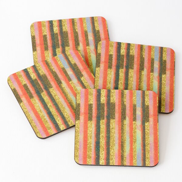 Item preview, Gold Glitter Stripes With Neon Glow designed and sold by bubblegoth.