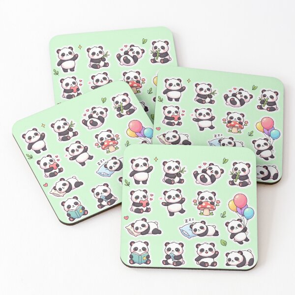 Item preview, Kawaii Panda Sticker Pack - 14 Cute Bamboo Bears Sticker Sheet designed and sold by WowDezign.