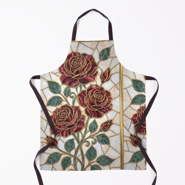 Item preview, Red Agate Stained Glass Roses with Gold and Malachite Leaves designed and sold by InkedHorizon.
