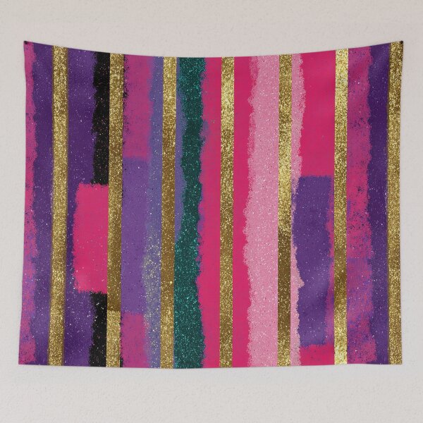 Item preview, Pink Gold Glitter Vertical Stripes designed and sold by bubblegoth.