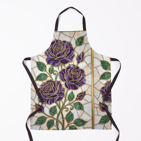 Item preview, Purple Amethyst Stained Glass Roses with Gold and Malachite designed and sold by InkedHorizon.