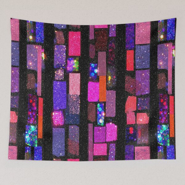 Item preview, Neon Glitter Geometric Grid Pattern designed and sold by bubblegoth.