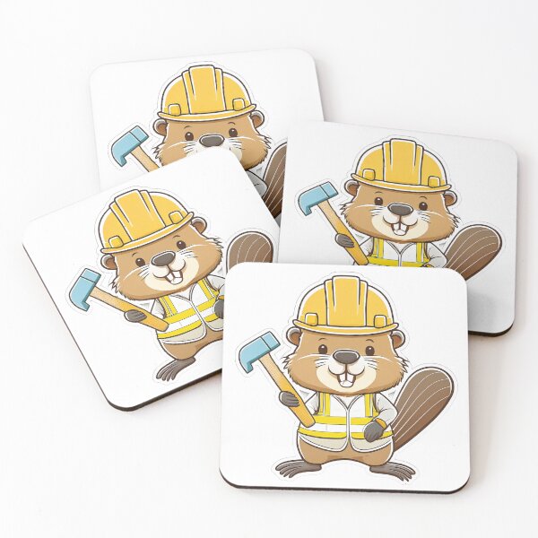 Item preview, Cute Beaver Construction Worker Holding Hammer Cartoon Mascot designed and sold by ChernivtsiSkoda.