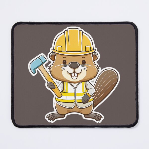 Item preview, Cute Beaver Construction Worker Holding Hammer Cartoon Mascot designed and sold by ChernivtsiSkoda.