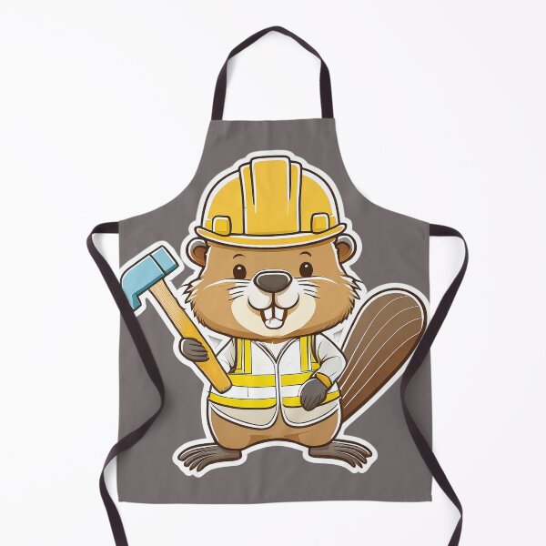 Item preview, Cute Beaver Construction Worker Holding Hammer Cartoon Mascot designed and sold by ChernivtsiSkoda.