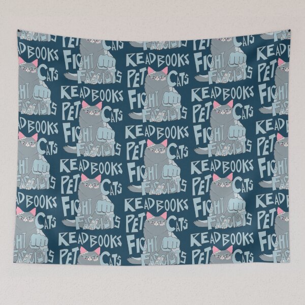 Item preview, read books pet cats fight fascists grey cat designed and sold by crestfallenmermaid.