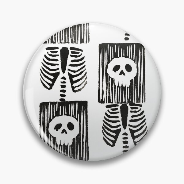Item preview, Skull and Rib Cage Pattern Block Print designed and sold by Mushroom-Lad.