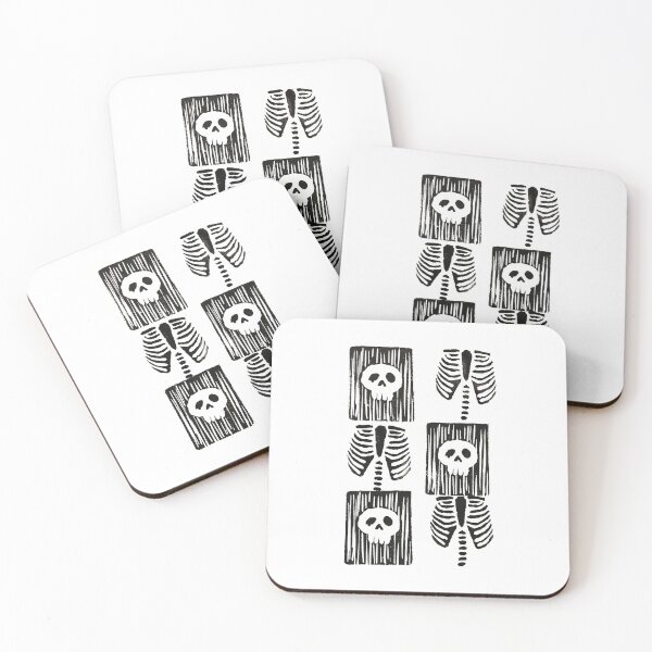 Item preview, Skull and Rib Cage Pattern Block Print designed and sold by Mushroom-Lad.