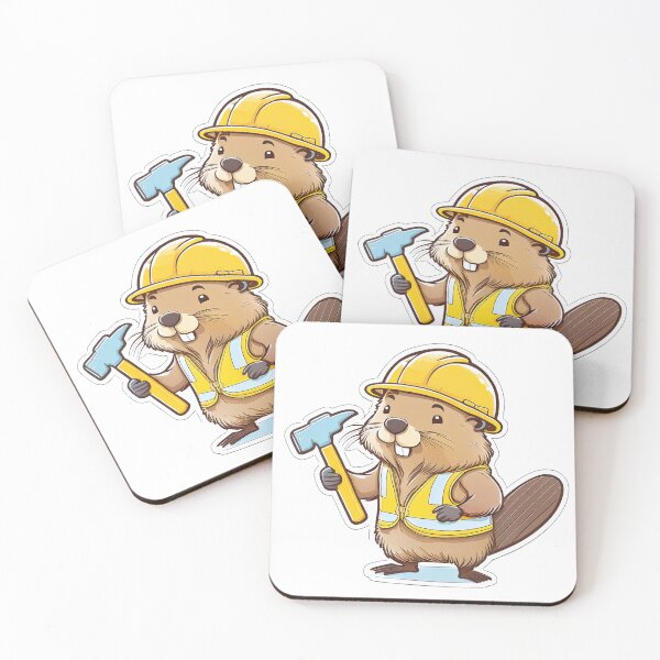 Item preview, Cute Beaver Builder Wearing Helmet Holding Hammer Cartoon designed and sold by ChernivtsiSkoda.
