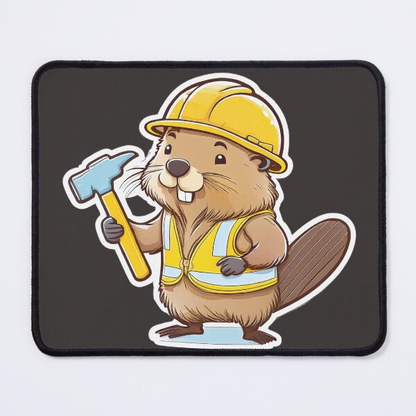 Item preview, Cute Beaver Builder Wearing Helmet Holding Hammer Cartoon designed and sold by ChernivtsiSkoda.