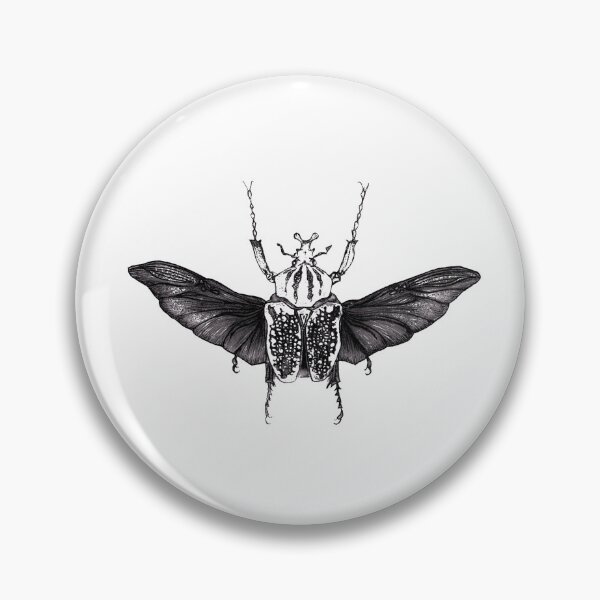 Item preview, Winged Beetle · Black and White Entomology Illustration · Natural History Art Print designed and sold by Atropa Parcae.