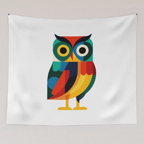 Item preview, Geometric Colorful Owl - Bold Modern Folk Bird Art Print designed and sold by DesignArtist.ia.