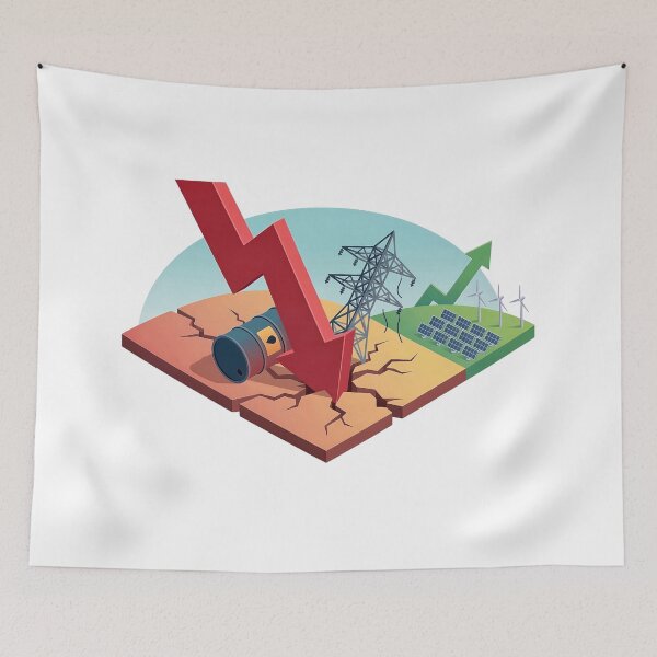 Item preview, transition from fossil fuel crisis to renewable energy growth. designed and sold by PEUCETA-BA.