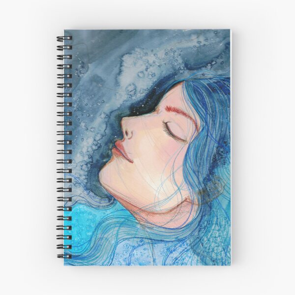 Item preview, Serene Waters - Blue Mixed Media Watercolor Portrait designed and sold by Kerravan.