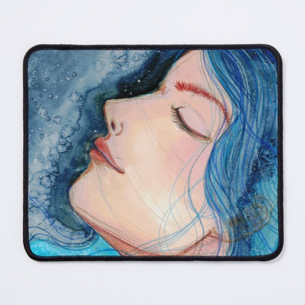 Item preview, Serene Waters - Blue Mixed Media Watercolor Portrait designed and sold by Kerravan.