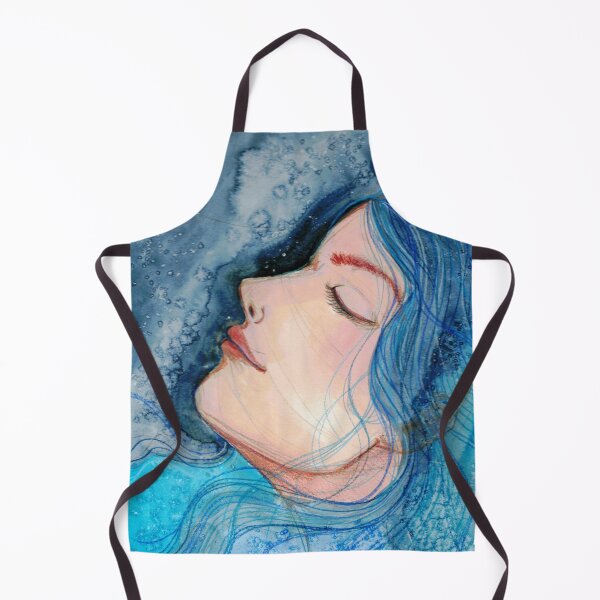 Item preview, Serene Waters - Blue Mixed Media Watercolor Portrait designed and sold by Kerravan.