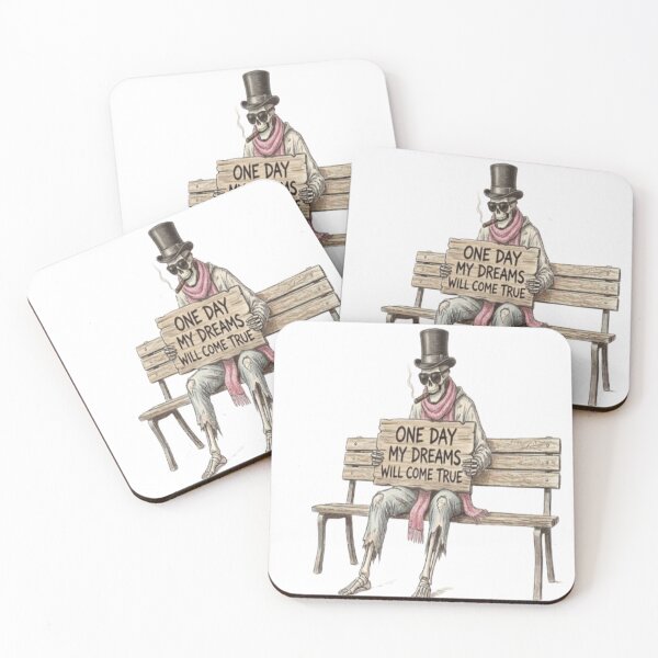 Item preview, One Day My Dreams Will Come True - Funny Skeleton on Bench designed and sold by Stefanrajzer.