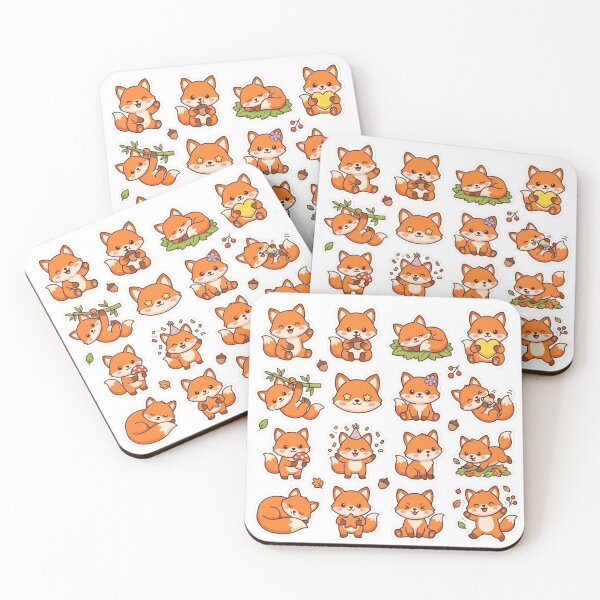 Item preview, Kawaii Fox Sticker Pack - 16 Cute Orange Foxes Sticker Sheet designed and sold by WowDezign.