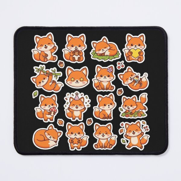 Item preview, Kawaii Fox Sticker Pack - 16 Cute Orange Foxes Sticker Sheet designed and sold by WowDezign.