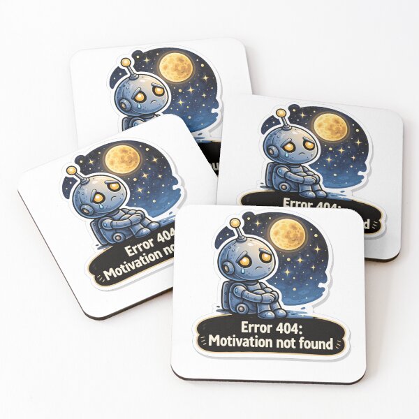 Item preview, Error 404 Motivation Not Found Robot Sticker designed and sold by MarchyStudio.